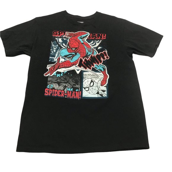 Marvel Other - Marvel Spiderman Black Graphic T-shirt- Comic Book Style Thwipp…